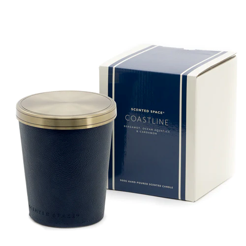 Coastline 900G Vegan Leather Candle Scented Space 1